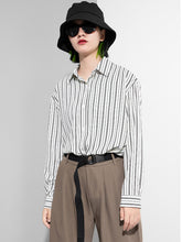 Women Striped Irregular Long Sleeve Shirt